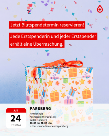Blutspenden in Parsberg am 24. Juli 2026 - „Rent a Bürgermeister“ - Bürgermeister Josef Bauer übernimmt die Registrierung